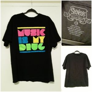 Spencer's Teeshirt with "Music Is My Drug" Print